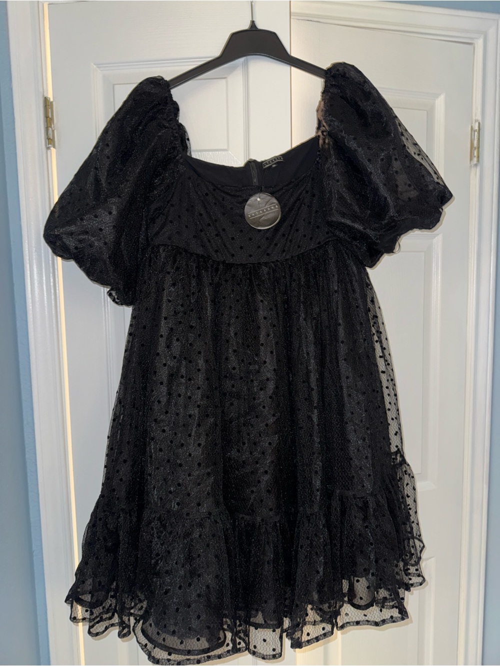 NWT Black Puff Sleeve Katakomb Poufy Dress